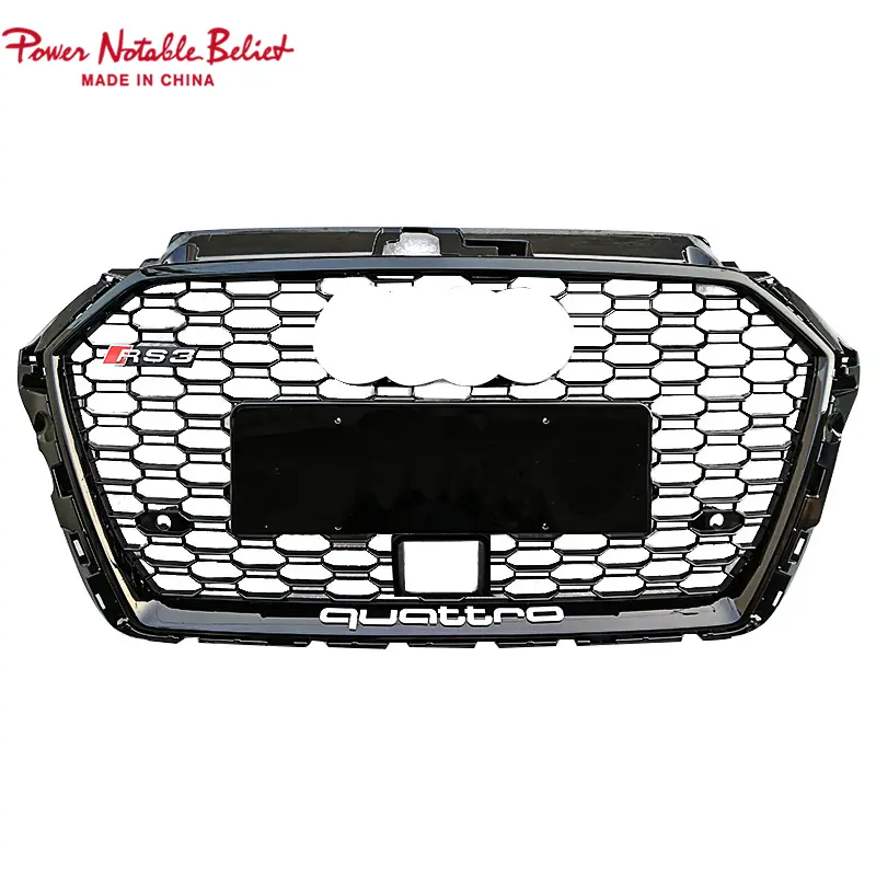 S3 RS3 8V.5 style car grille with ACC lower frame emblem for Audi A3 S3 2017-2019 front bumper grille