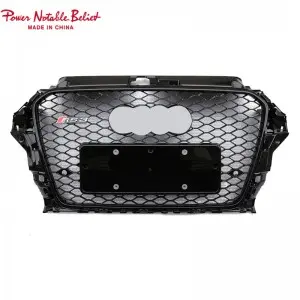 S3 RS3 Grill For Audi A3 S3 8V RS3 Quattro Hex Mesh Front Bumper Hood Grille